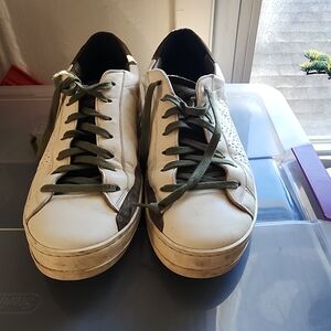 Men's White and Green Sneakers